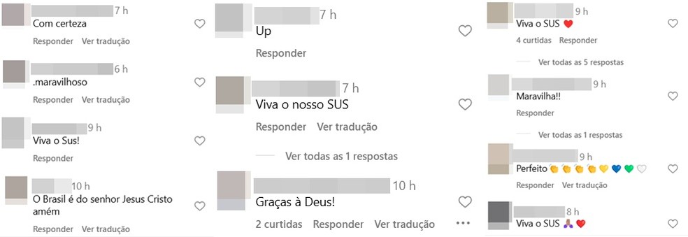 Comentários com indícios de automatização em post da Secom — Foto: Reprodução