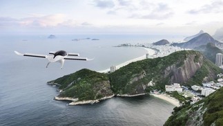 Simulação de voo do modelo de eVTOL da alemã Lilium, que a Azul quer trazer ao Brasil a partir de 2025 para trajetos curtos, como Rio-Búzios ou São Paulo-Guarujá  — Foto: Reprodução / Divulgação