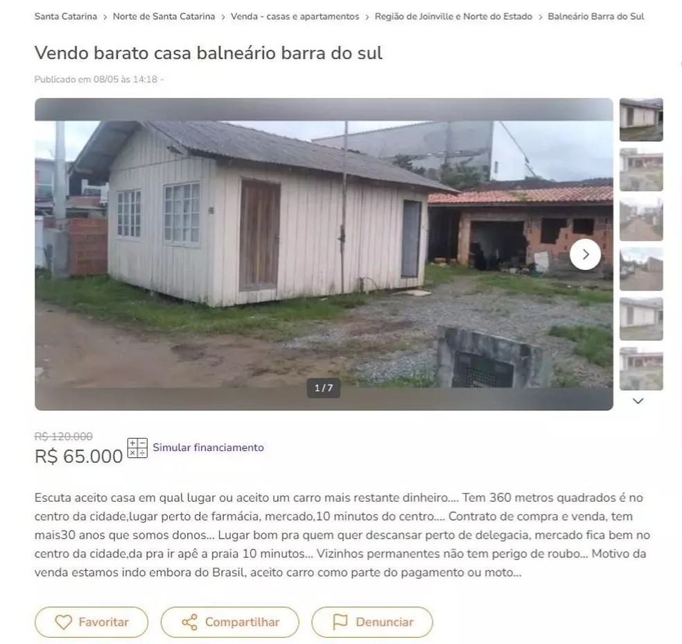 Casa onde corpos de mulheres e cachorro foram encontrados esquartejados é colocada à venda em Santa Catarina — Foto: Reprodução