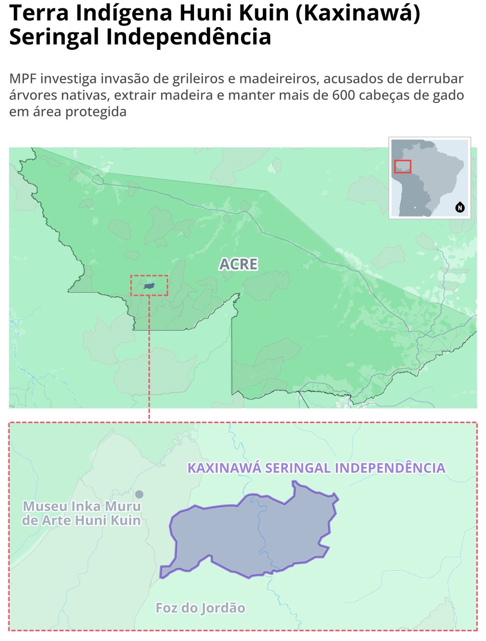 Terra indígena faz parte da Amazônia Legal — Foto: Arte / O Globo