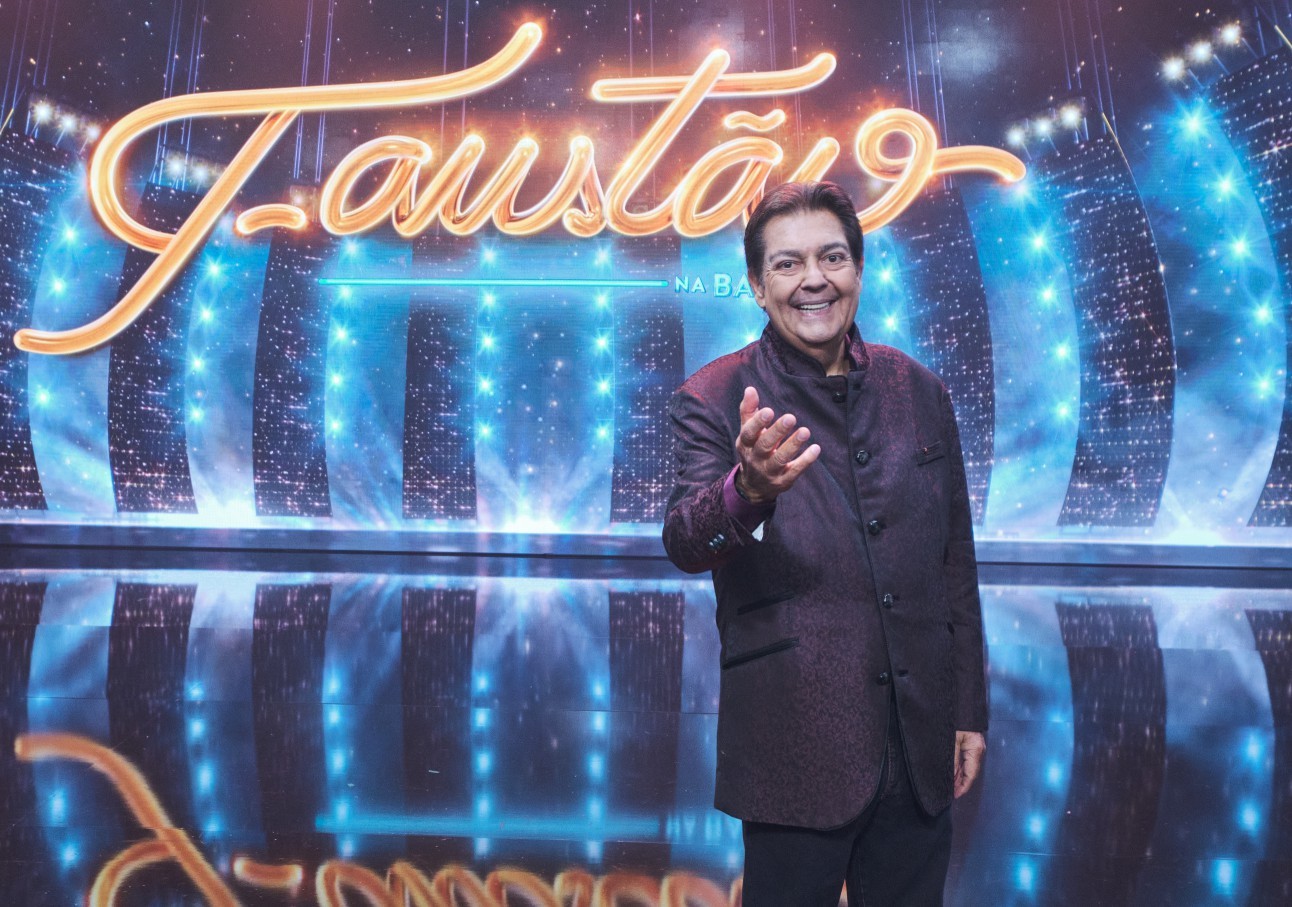 O apresentador, na estreia, em janeiro de 2022, de seu programa "Faustão na Band", após deixar a TV Globo — Foto: RODRIGO MORAES