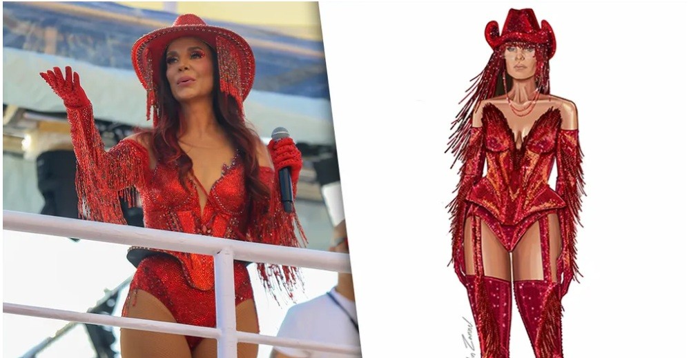 Ivete Sangalo no Carnaval de 2023: inspiração para collants da ginástica rítmica — Foto: Reprodução