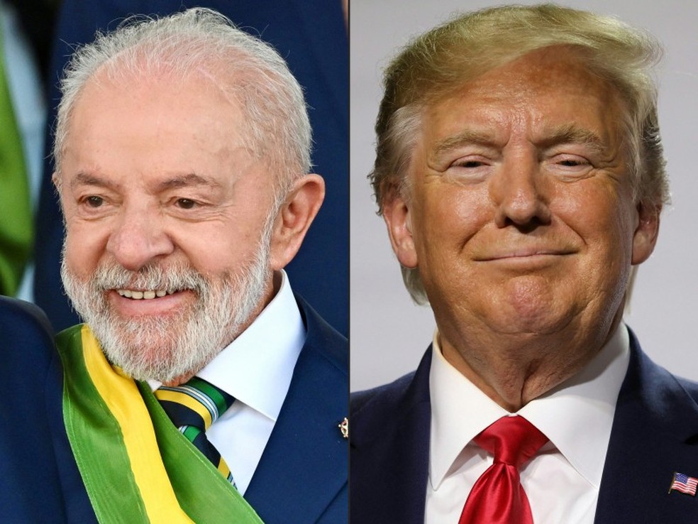 Lula e trump deram o primeiro passo para resolver o impasse do tarifaço — Foto: AFP