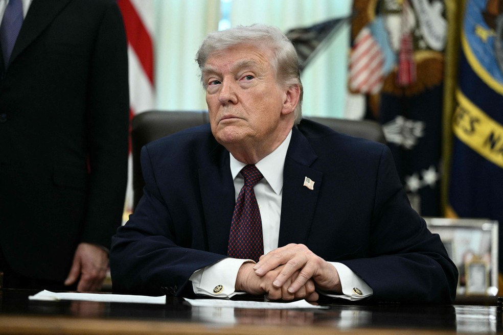 Presidente dos EUA, Donald Trump, durante cerim&ocirc;nia na Casa Branca &mdash; Foto: Brendan SMIALOWSKI / AFP