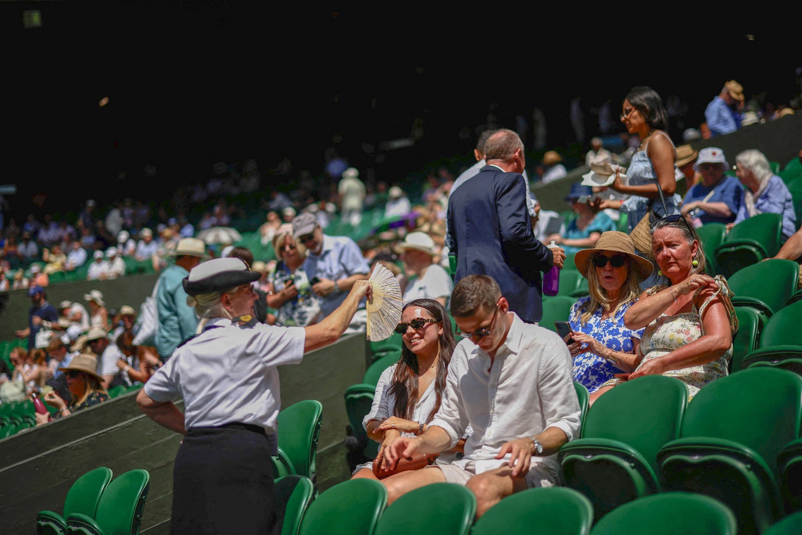 Mulher Abana Casal Durante Partida Em Wimbledon - Foto: Henry Nicholls/AFP