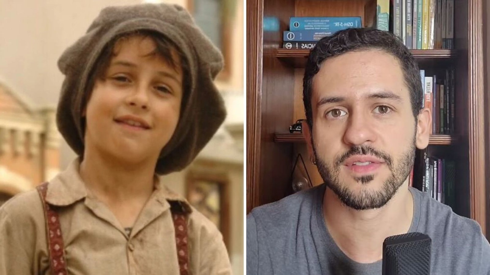 Davi Lucas começou a carreira ainda criança e fez novelas como "Alma gêmea", "Caras & bocas", "Fina estampa", "Malhação" e "Êta mundo bom!". Ele decidiu cursar Psicologia e trabalha com mentoria — Foto: Reprodução/Globo e Reprodução/Instagram