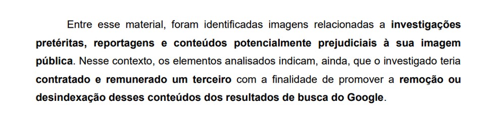 Trecho de relatório da Polícia Federal — Foto: Reprodução