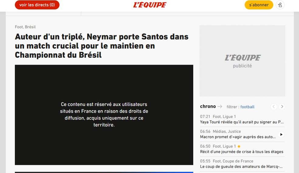 L'Équipe repercute atuação de Neymar — Foto: Reprodução