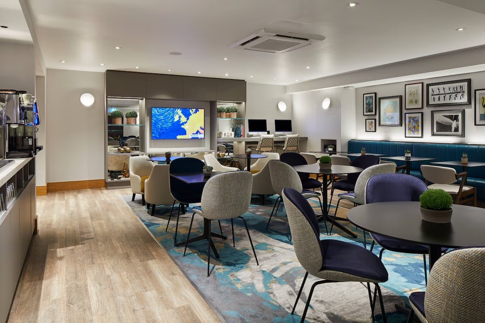 Lounge do Hotel Marriott na Cromwell Road, oeste de Londres — Foto: Divulgação