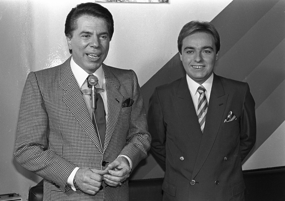 Silvio Santos e Augusto Liberato, o Gugu, em 1988 — Foto: Antonio Carlos Piccino / Agência O Globo - 16/04/1988