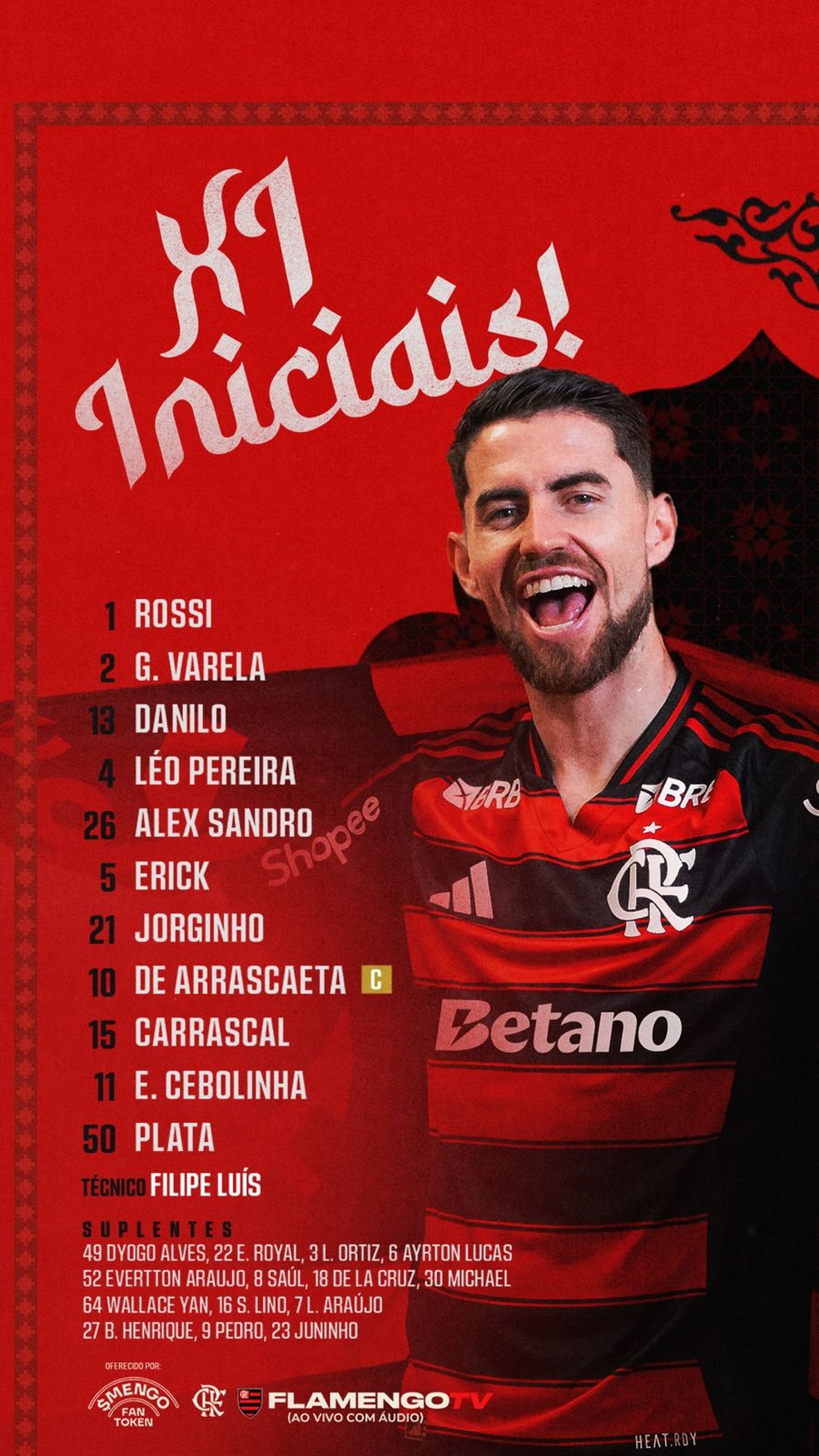 Composition of Flamengo against the Pyramids — Photo: Disclosure