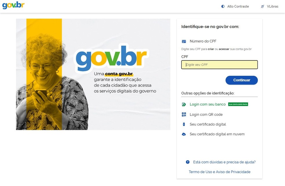 Página de login da conta gov.br — Foto: Reprodução