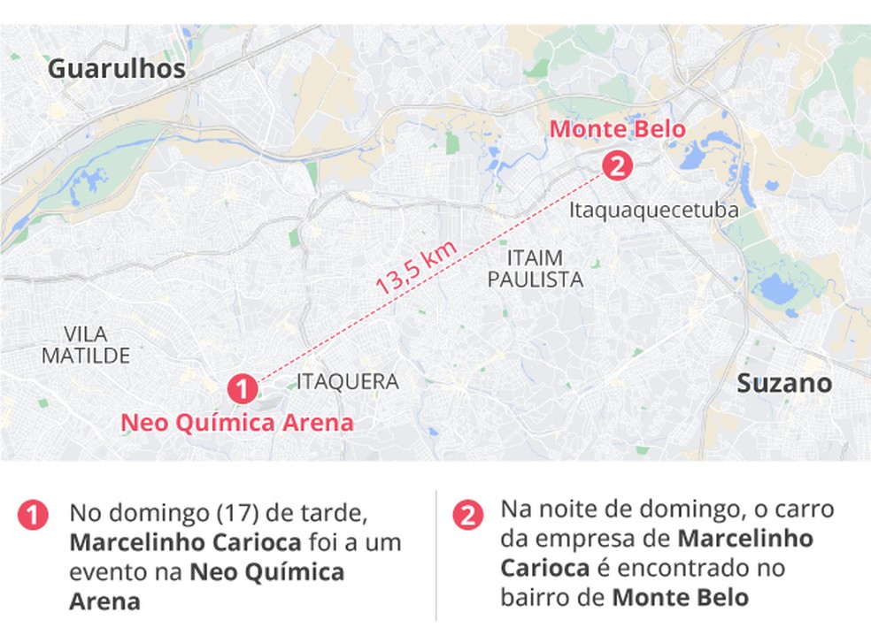Mapa caso Marcelinho Carioca — Foto: Editoria de Arte