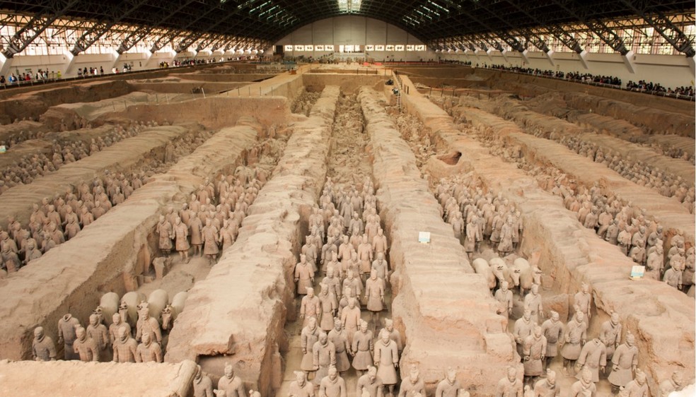 Tumba de Qin Shi Huang, na China — Foto: Reprodução/redes sociais