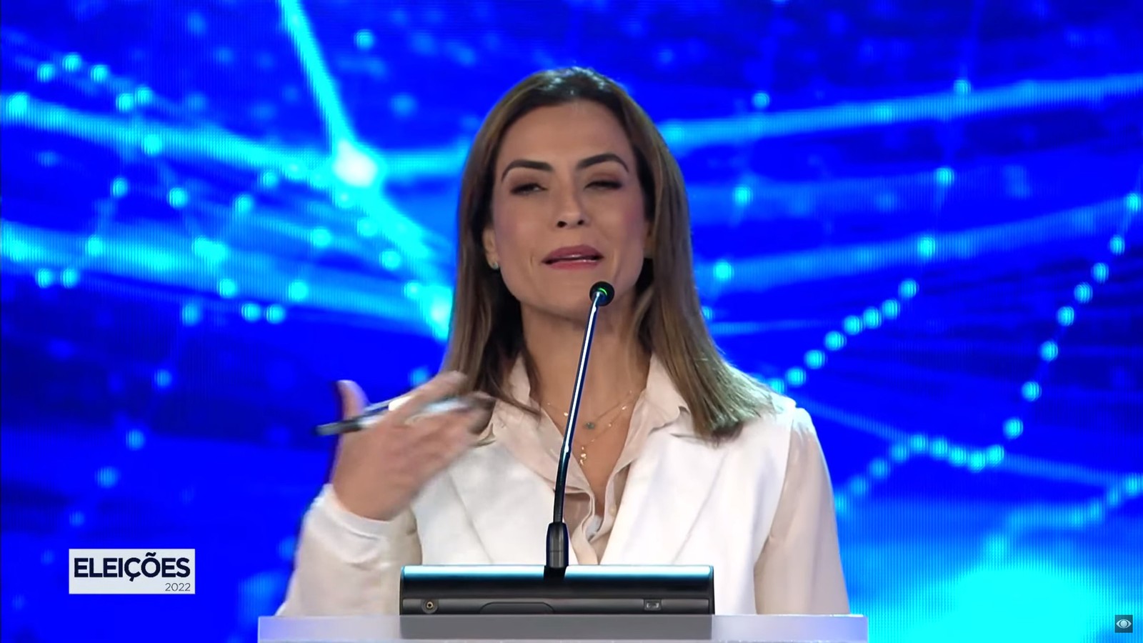 Candidata Soraya Thronicke em debate com candidatos à presidência na TV Band — Foto: Reprodução
