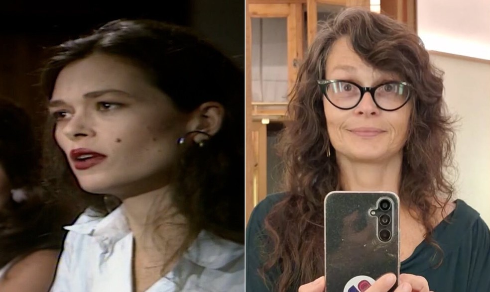 Lala Deheinzelin, a Cecília em'Vale tudo', e atualmente — Foto: Reprodução
