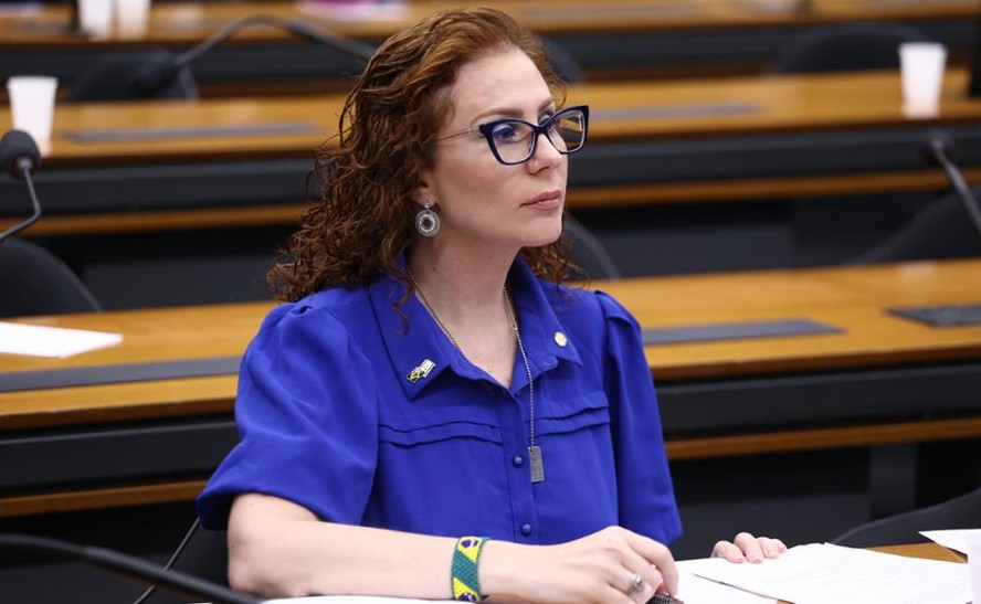 A deputada federal Carla Zambelli participa de audincia na Cmara
