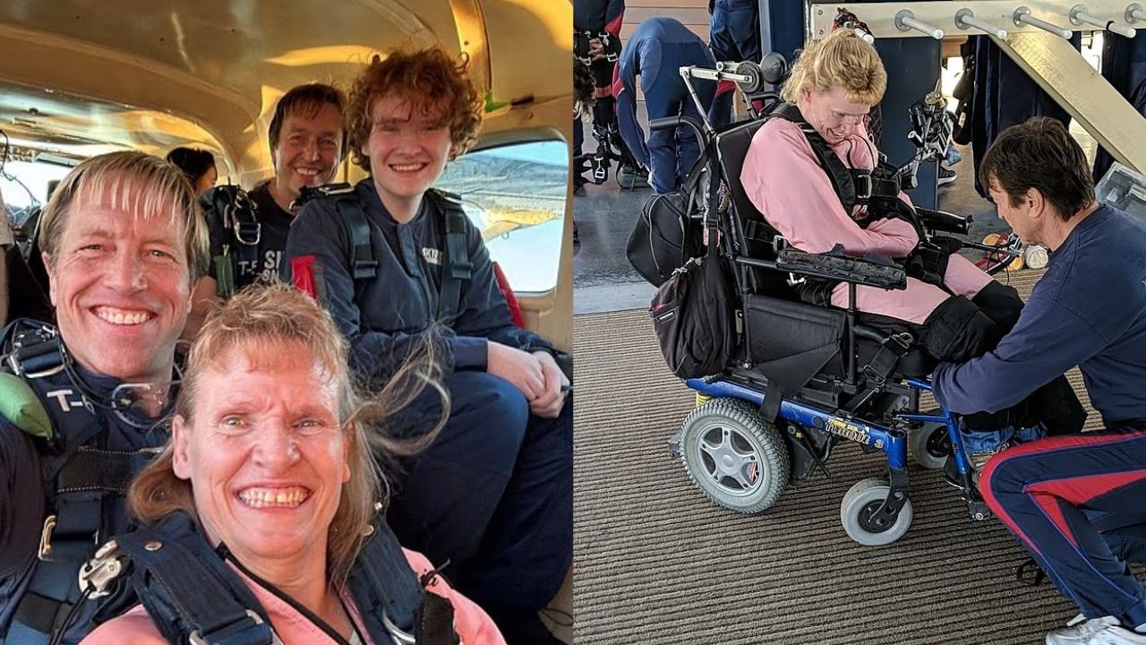 Mulher com paralisia cerebral realiza salto de paraquedas a 5,3 mil metros nos EUA; marca pode virar recorde