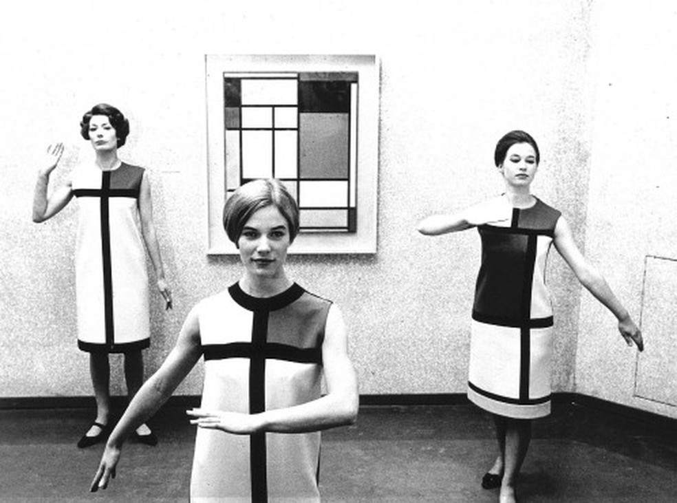O quadro de Mondrian e as criações de Saint Laurent Reprodução — Foto:         