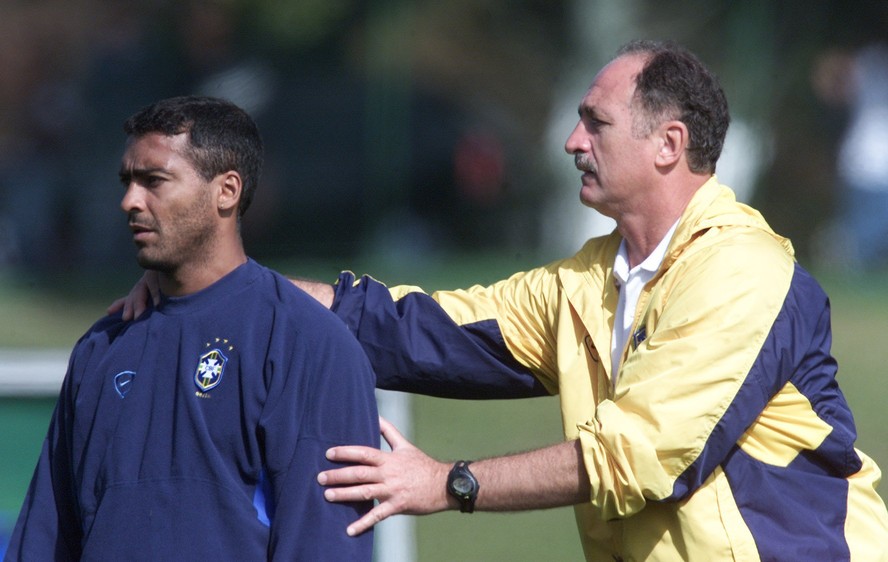 Romário com Luiz Felipe Scolari na Seleção: ex-jogador não foi convocado para a Copa do Mundo de 2002