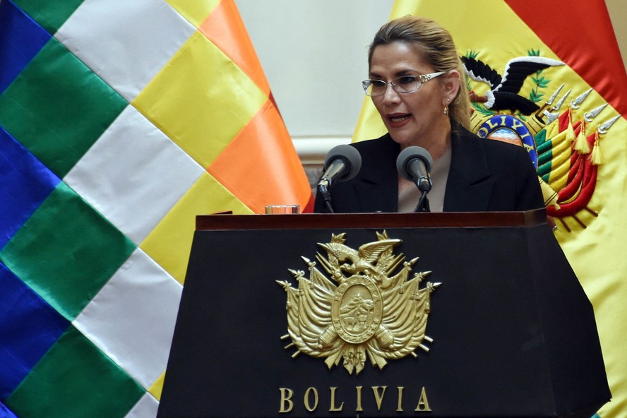 A ex-presidente boliviana Jeanine Áñez, em janeiro de 2020