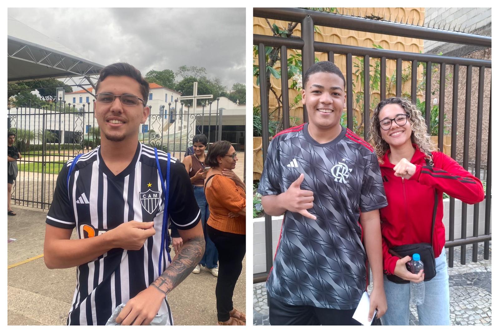 O atleticano Guilherme Costa e os flamenguistas Wesley do Santos e Eduarda Linhares deixam prova do Enem para assistir final da Copa do Brasil — Foto: Carol Campos e Walter Farias