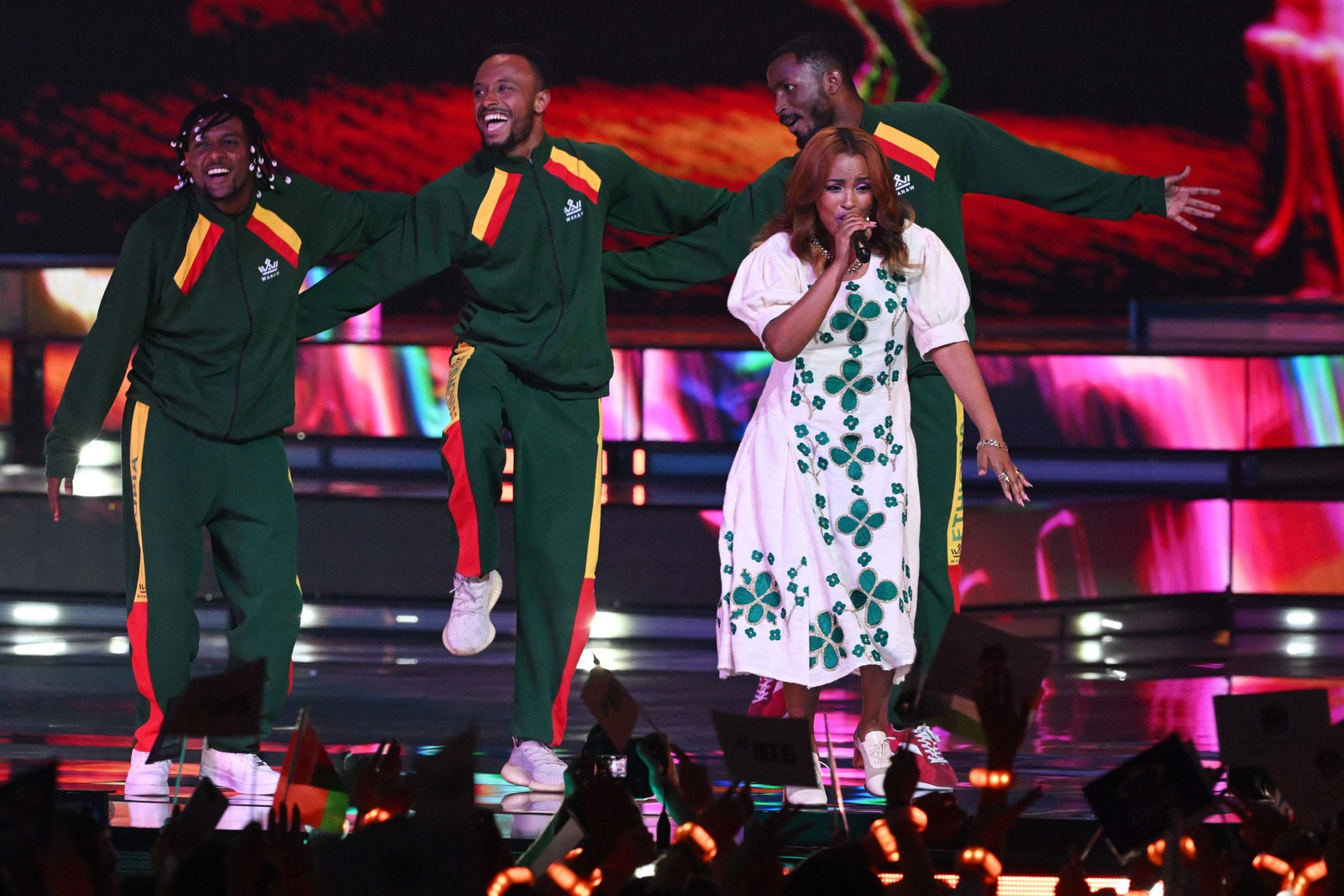 Each artist sang in their mother tongue, and the winner was chosen by an international jury - Photograph: Olesya Kurbaeva/AFP