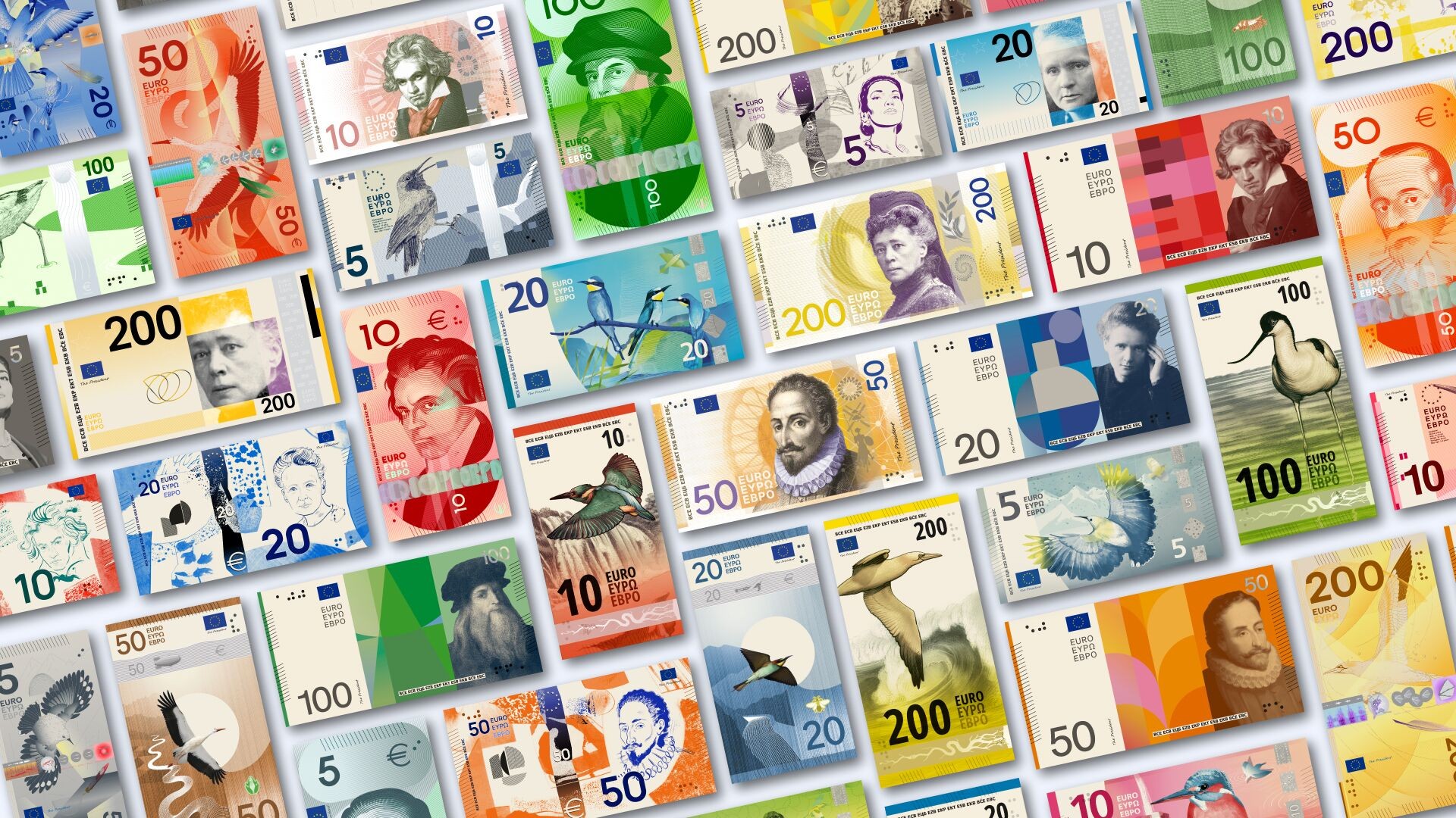 Beethoven ou uma cegonha? Confira as propostas de design das novas notas de euro - QTU Questões do Universo