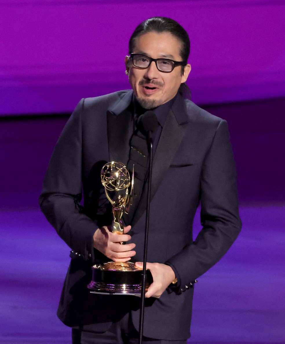 Hiroyuki Sanada conquista o Emmy de melhor ator em série dramática por “Xógum” — Foto: Kevin Winter/Getty Images/AFP