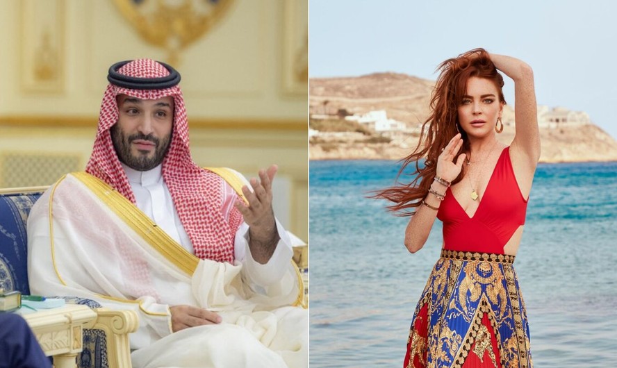 O ditador saudita Mohammed bin Salman e a atriz Lindsay Lohan