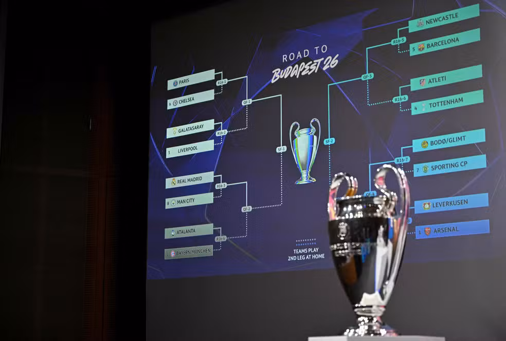 Chaveamento da Liga dos Campeões 2025/26 — Foto: Harold CUNNINGHAM / AFP