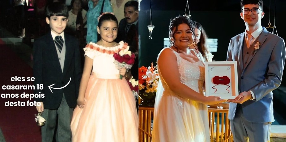 Daminha e pajem se casam 18 anos após entrarem juntos na igreja