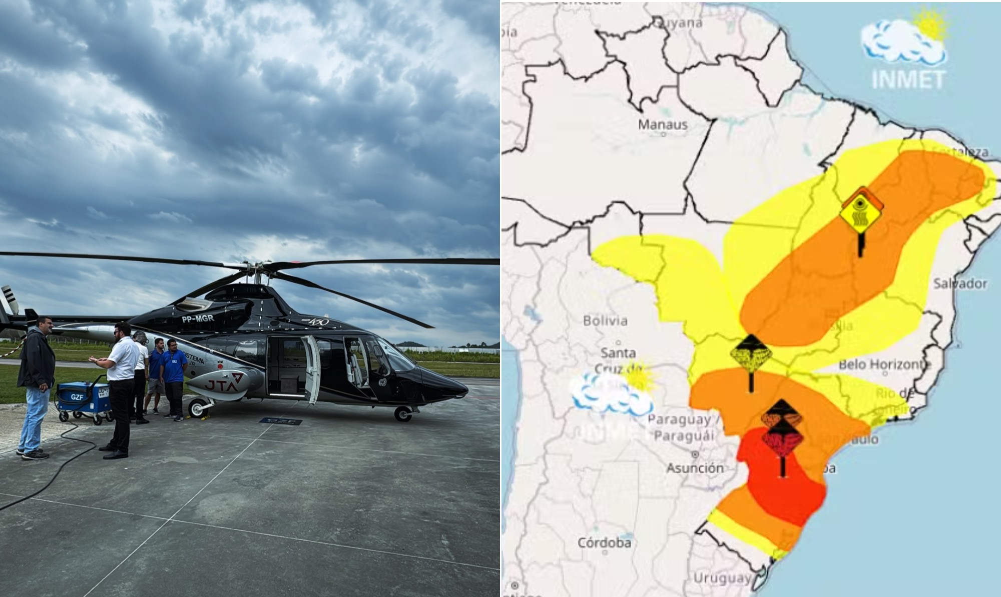 Chuva se intensificou na Serra catarinense no momento em que helicóptero com Rick decolava, mostram imagens de radar - Foto