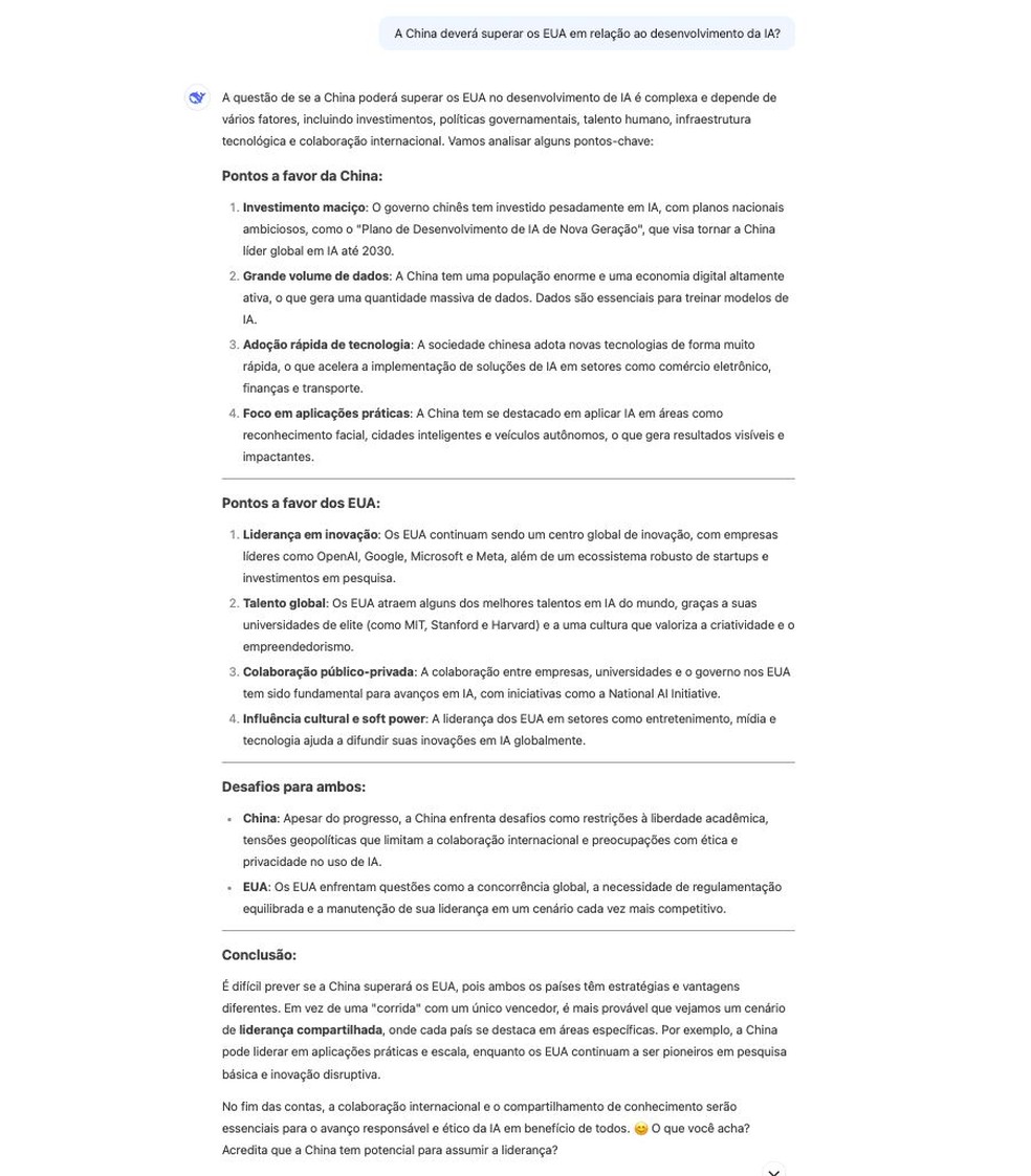 Conversa com o DeepSeek — Foto: Reprodução