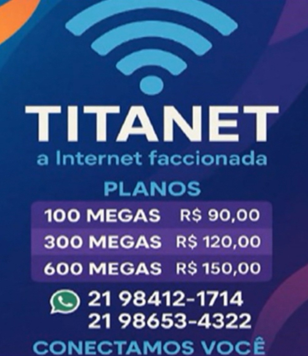 Titanet, serviço de internet instalado por traficantes no Morro dos Macacos — Foto: Reprodução