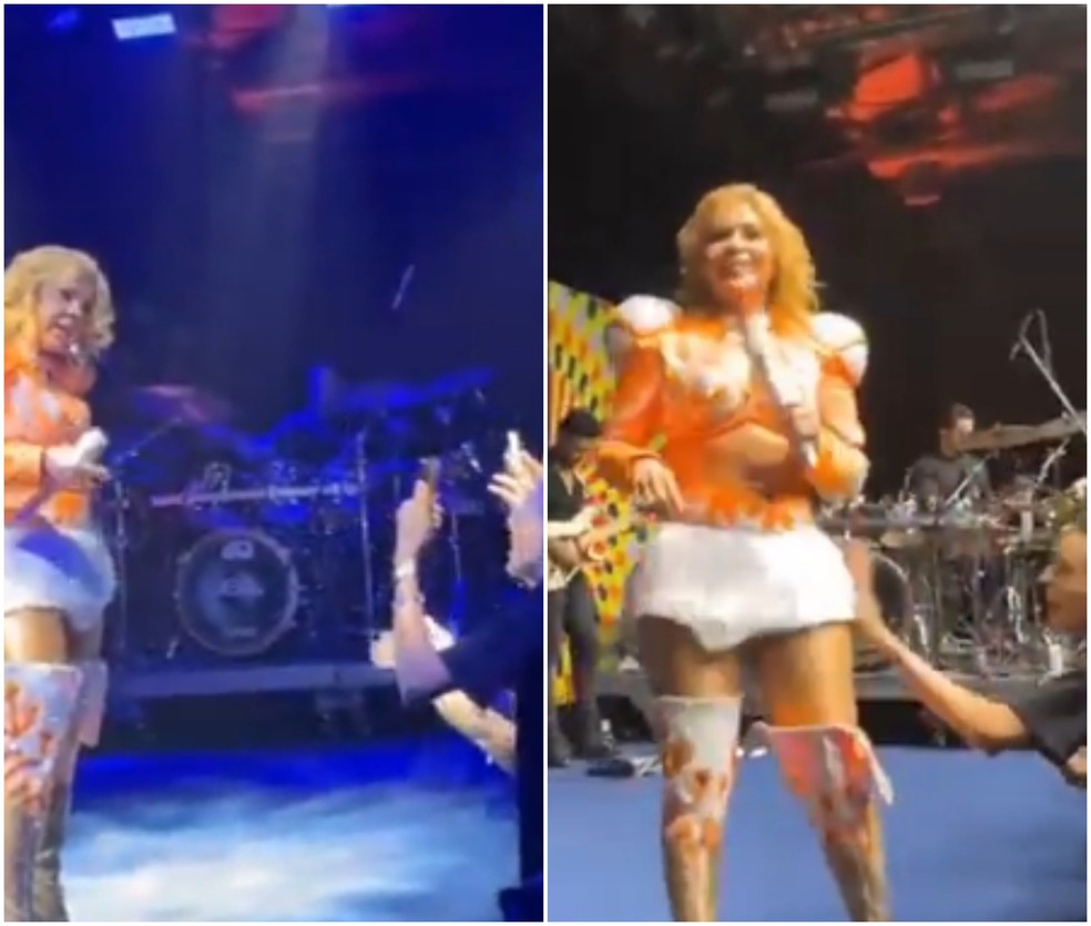 Joelma se afastou de fã durante show em Belém — Foto: Reprodução X