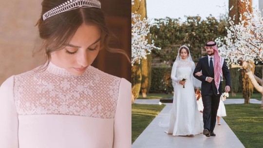 Casamento real da Jordânia tem tiara de diamantes e vestido da Dior; veja fotos da cerimônia luxuosa