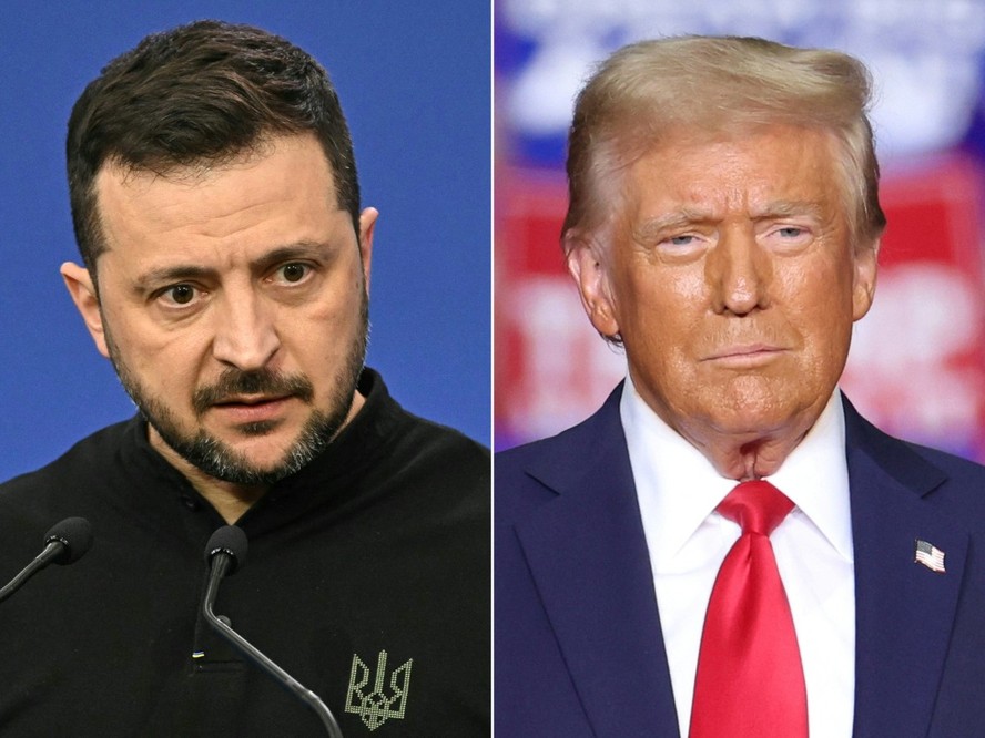 O presidente Volodymyr Zelensky e o presidente eleito Donald Trump