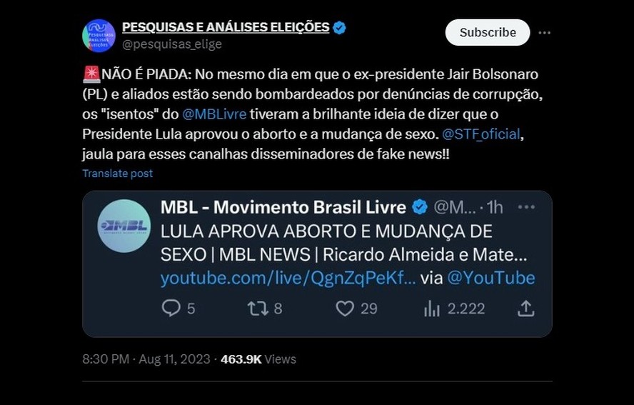 Pf Intima Líder Do Mbl Em Inquérito Que Apura Crime Contra A Honra De Lula