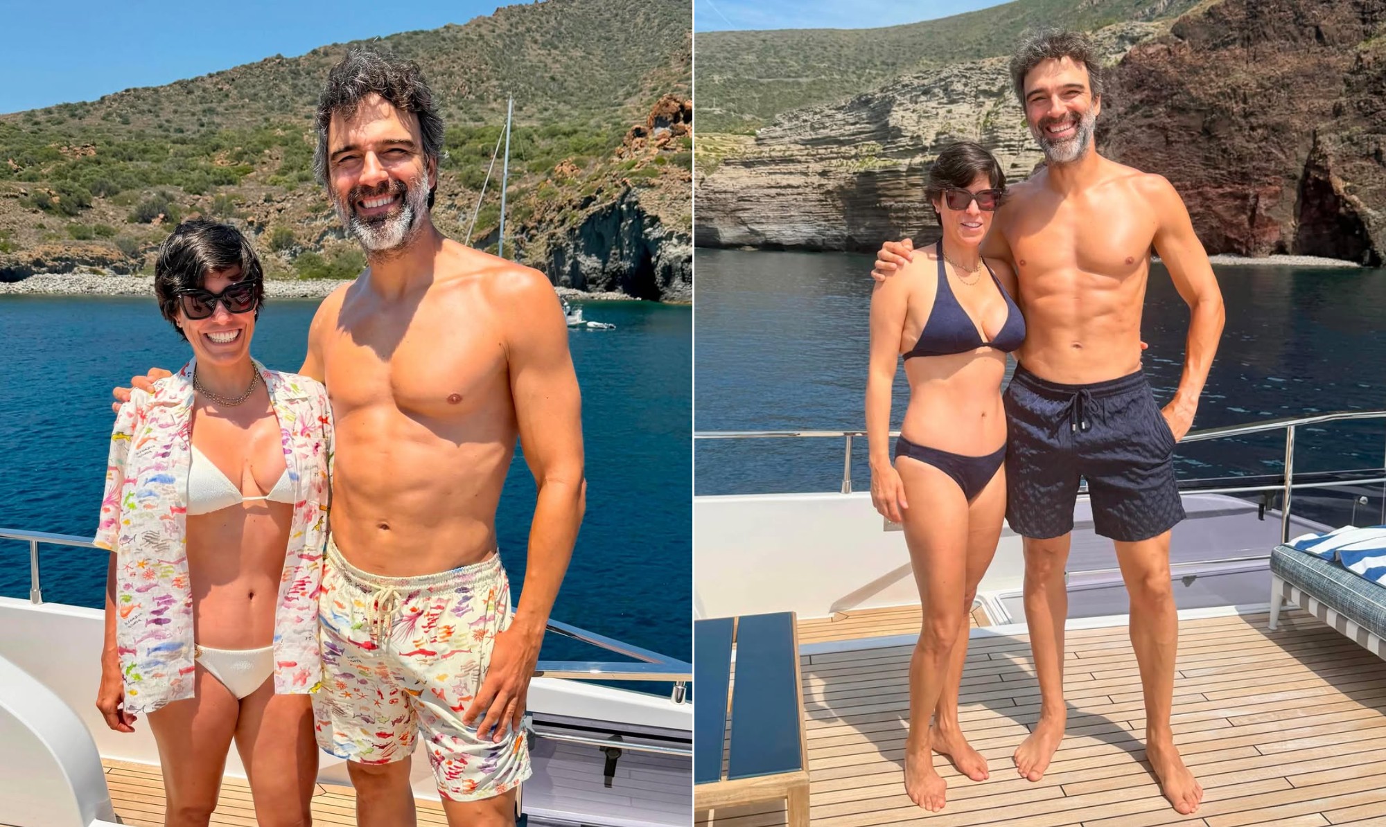 Tadeu Schmidt impressiona com corpo sarado em viagem ao lado da mulher e ganha elogios: 'Trincadão'