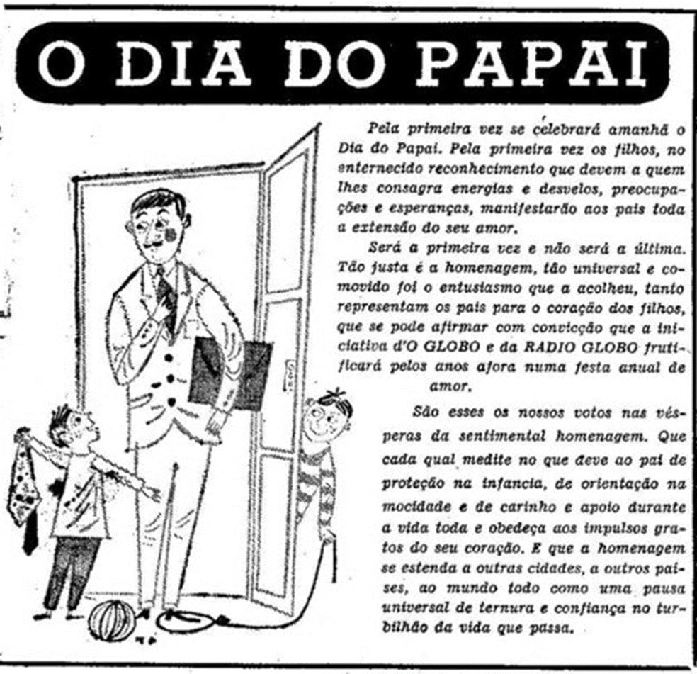 Reprodução do anúncio do GLOBO com o primeiro Dia do Papai — Foto: Reprodução