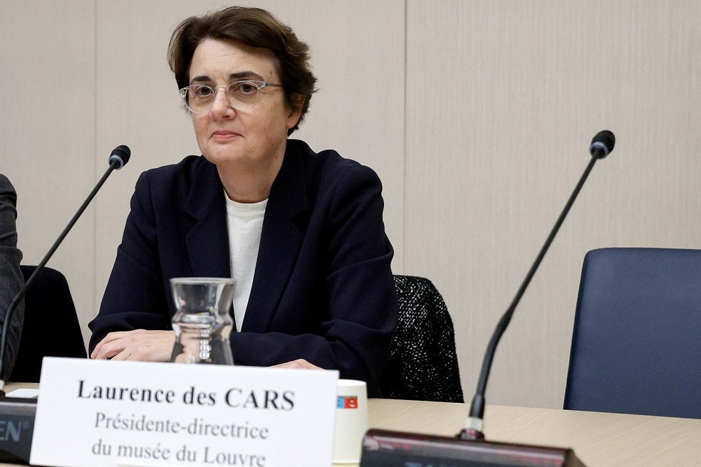 Ex-presidente do Museu do Louvre, Laurence des Cars — Foto: GEOFFROY VAN DER HASSELT / AFP