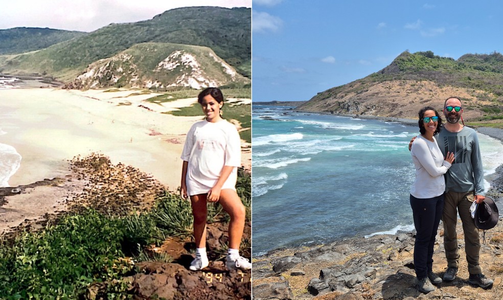 Aos 10 anos, Letícia visitou Fernando de Noronha pela primeira vez, o mesmo lugar onde, três décadas depois, concluiu a expedição ao lado do marido — Foto: Acervo pessoal