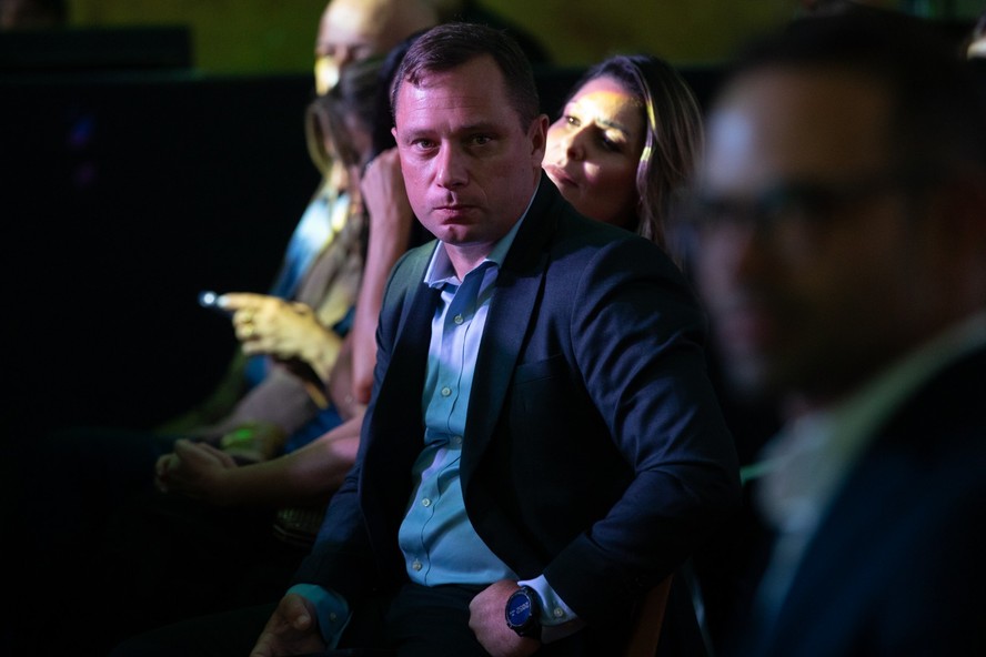 O tenente-coronel Mauro Cid, em evento em São Paulo