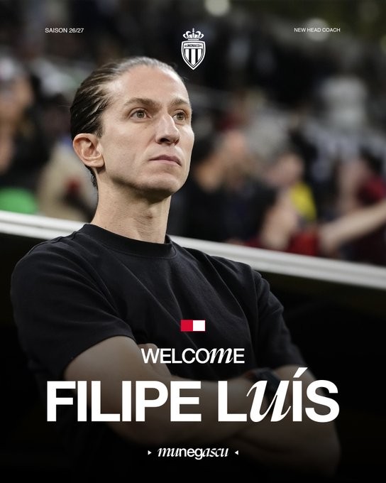 Filipe Luís assume comando do Monaco com contrato até 2028
