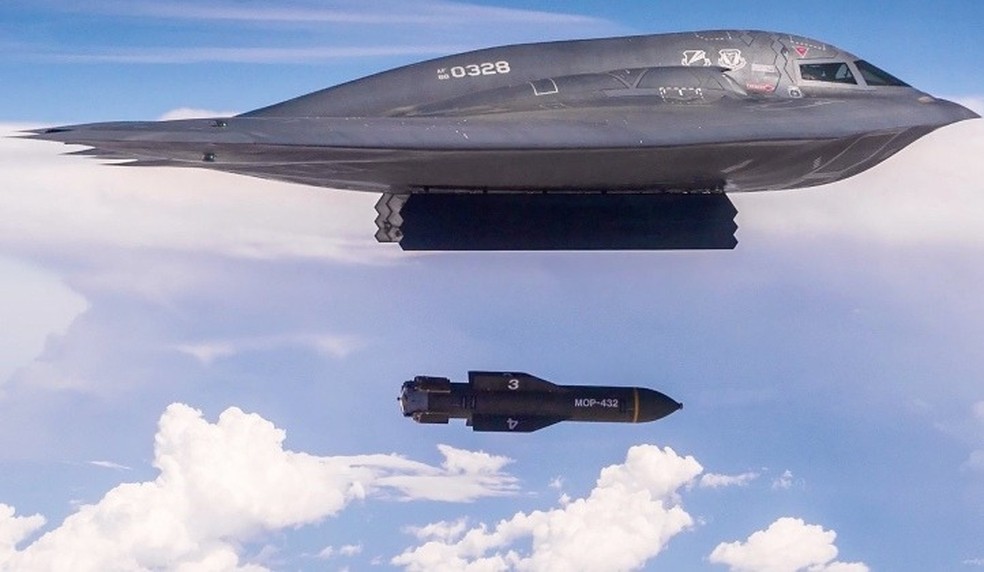 GBU-57/B Massive Ordnance Penetrator (MOP) dos EUA — Foto: Força Aérea dos EUA
