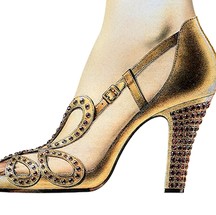 O sapato criado por Roger Vivier para Elizabeth II usar na sua coroação: icônico — Foto: Reprodução