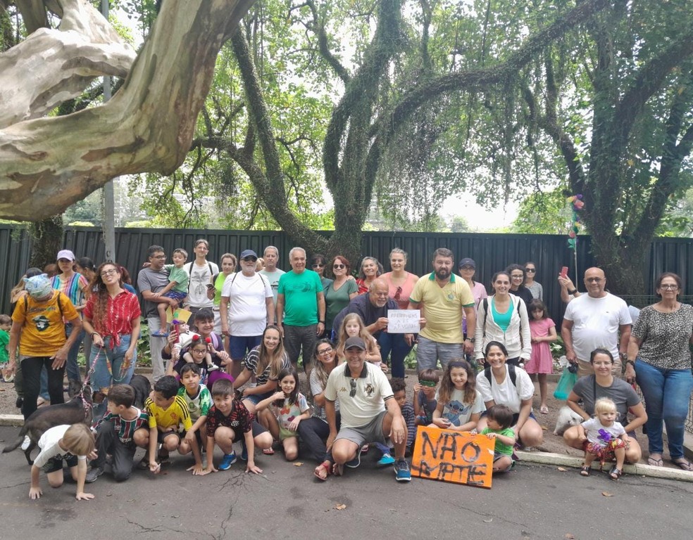 Unidos. Moradores do Rio2 em ato contra a derrubada de 15 árvores — Foto: Divulgação