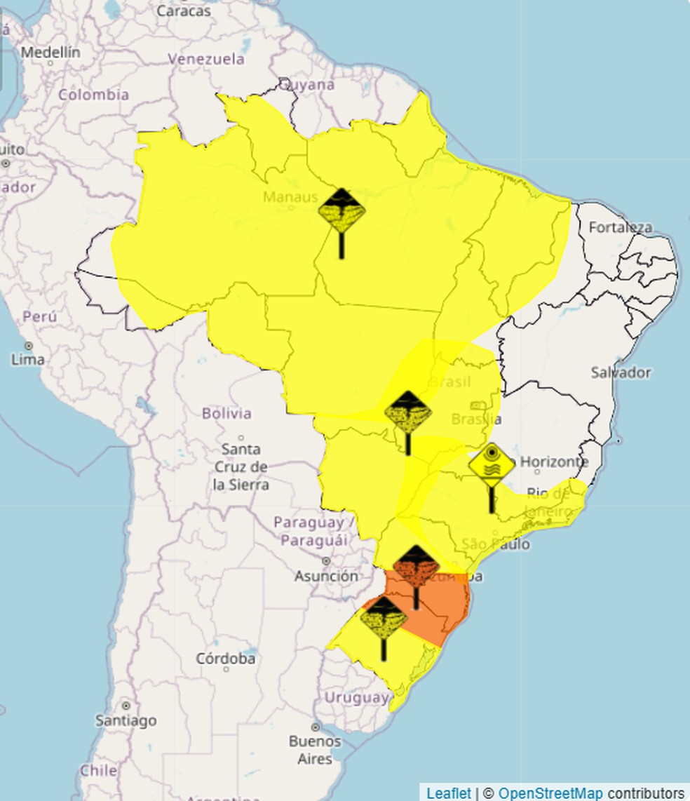Weather forecast for this Thursday, December 25 — Photo: Reproduction / Inmet