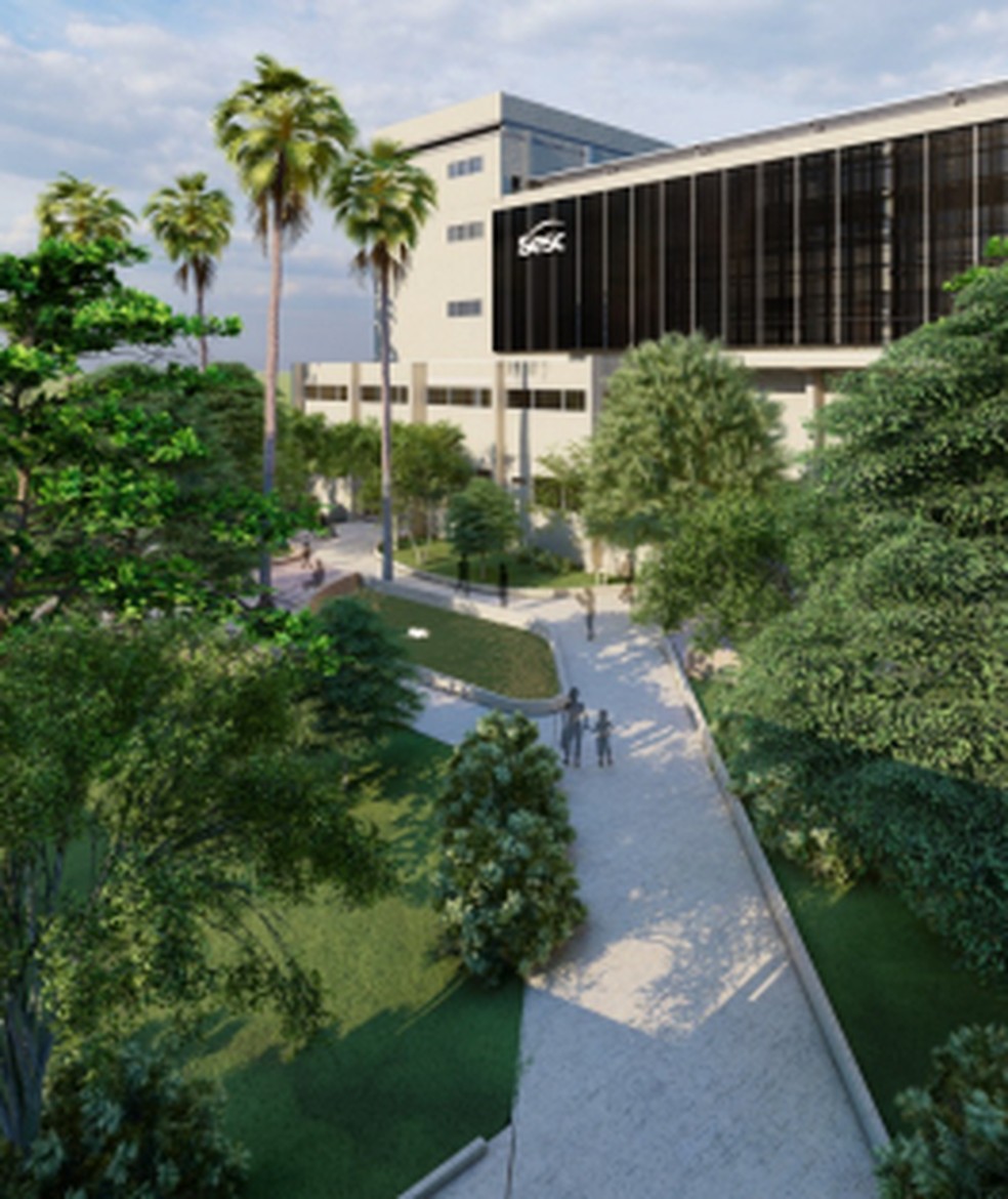 Projeto do centro esportivo na unidade híbrida Sesc/Senac ao lado Parque Piedade, na Zona Norte: Patrícia Amorim quer ver o Intercolegial ser realizado na futura área — Foto: Divulgação